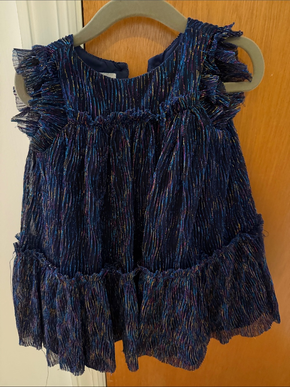 Pippa & Julie Navy Shimmer Ruffle Party Dress